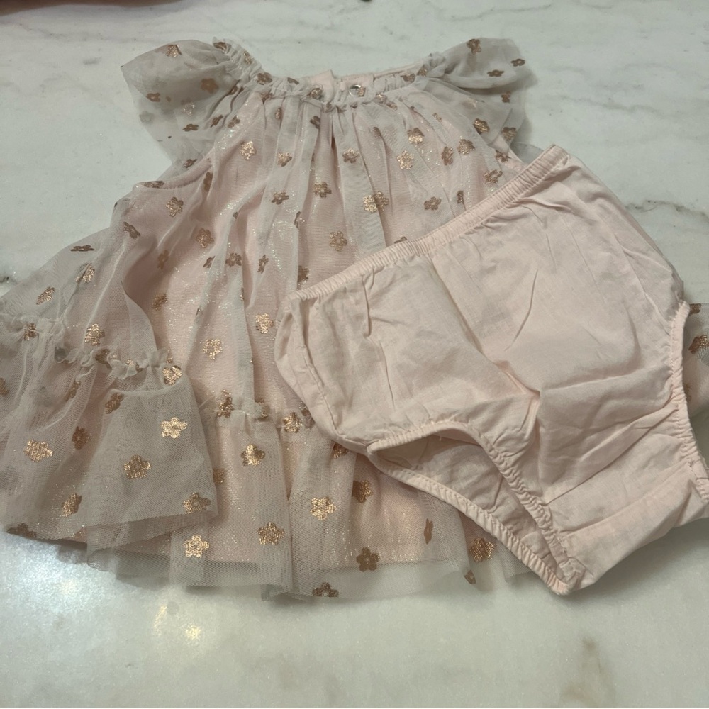 Cat & Jack 3-6 Months Formal Dress Pink Shimmer Ruffled Tulle Sleeveless Easter - Picture 12 of 12